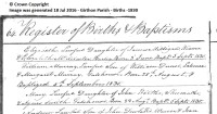 William Murray Dunse, birth and christening entry, Girthon parish OPR, 1830