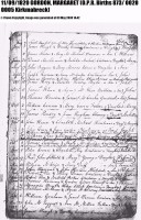 Margaret Gordon of Claughread, Christening, Kirkmabreck Parish, Scotland, 1820